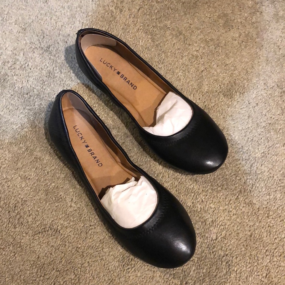 New Women’s Lucky Brand Emmie Black Flats 7.5M